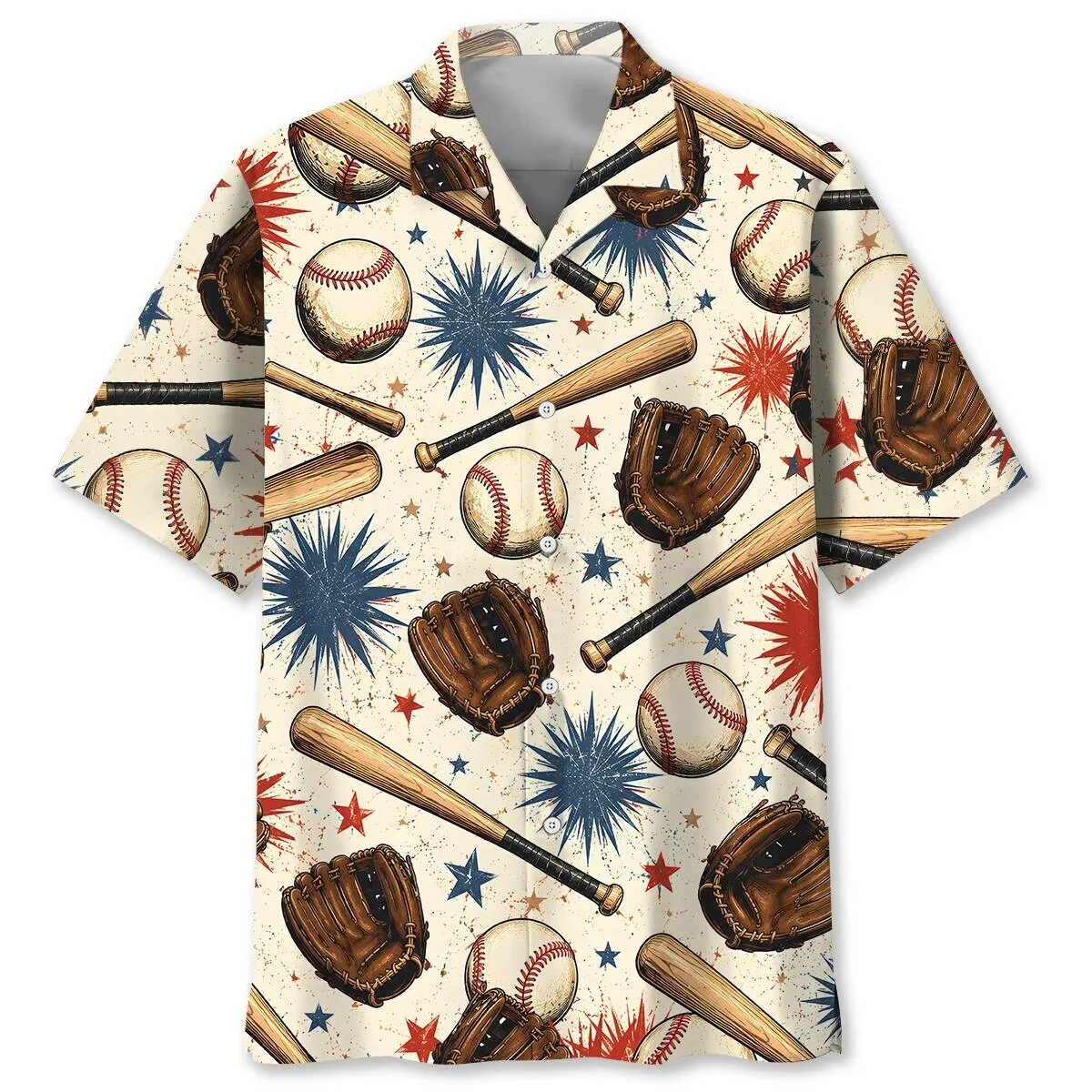 Vintage Baseball Game Pattern Hawaiian Shirt for Men and Women