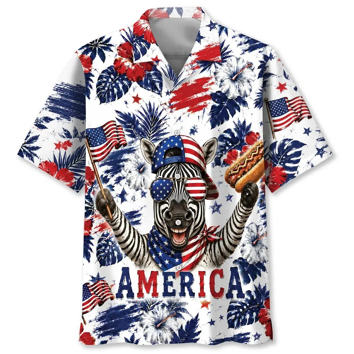 American Zebra Patriotic Independence Day Hawaiian Shirt