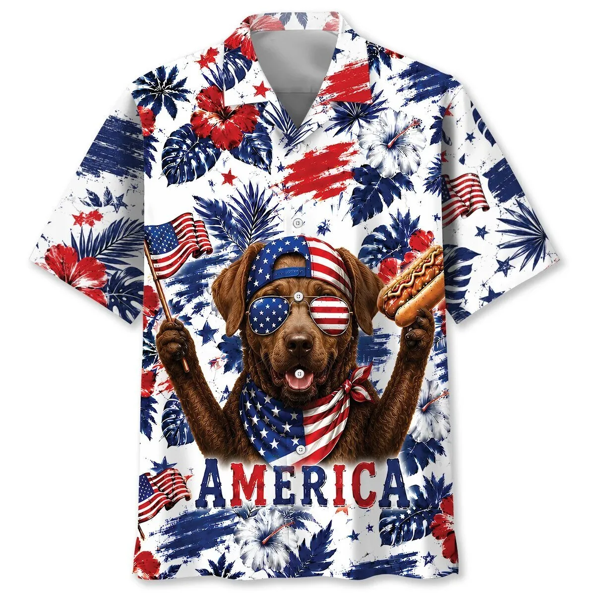 America Chesapeake Bay Retriever Patriotic Dog Hawaiian Shirt